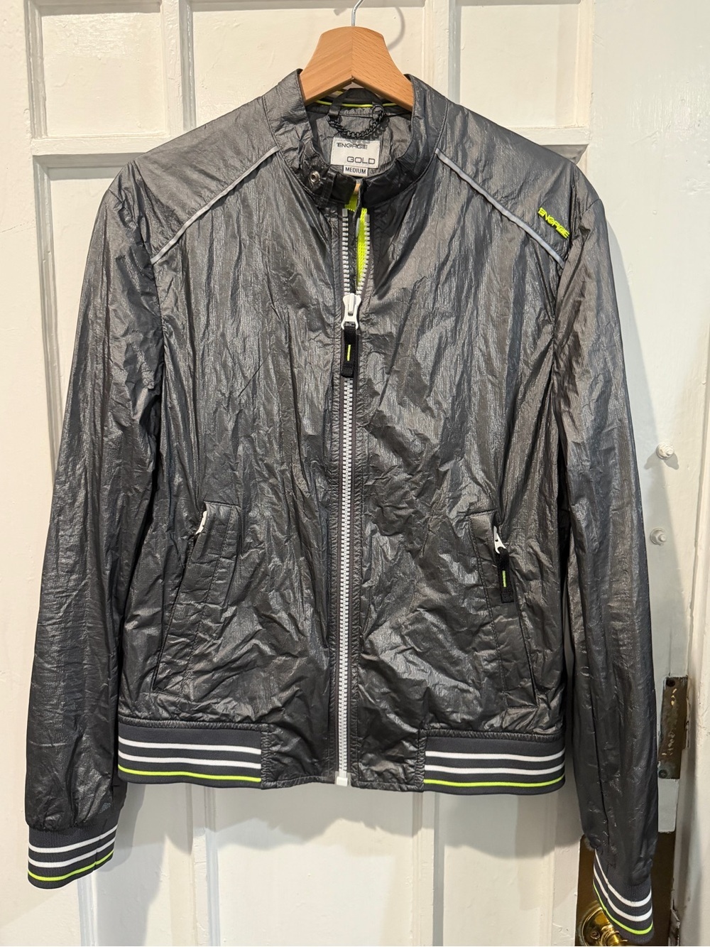 Energie Black Bomber Jacket with Neon Yellow Accents